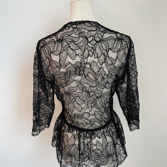 Ganni Lace V Neck Black Lace Blouse | Women’s Size Small - Picture 2 of 2